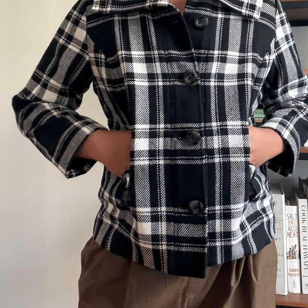 Jones New York Women's Plaid Black Jacket